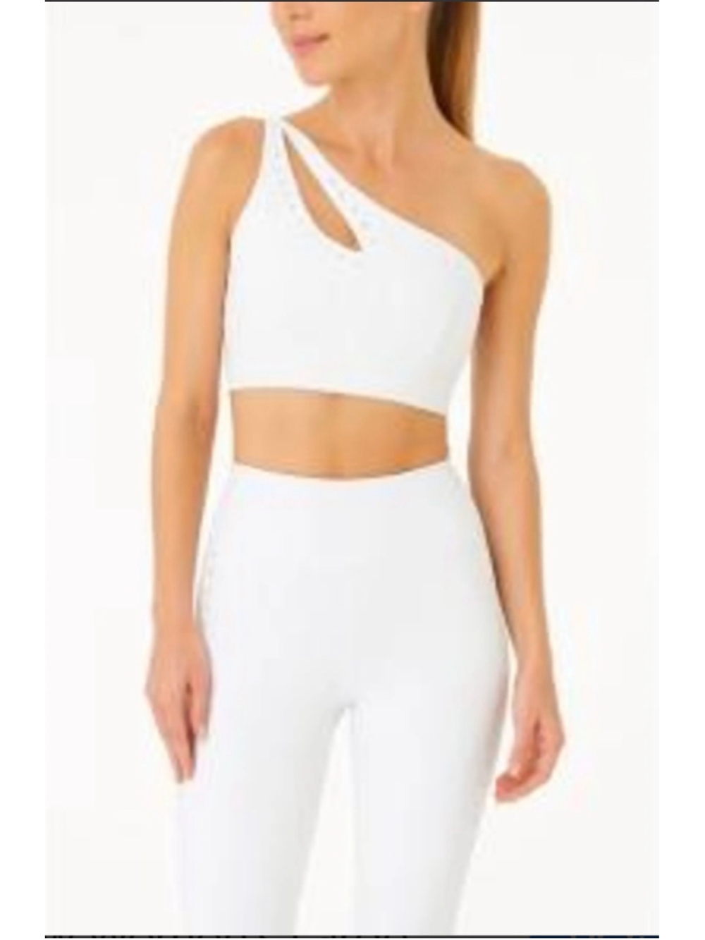 GiGi C Jacqui One-Shoulder Sports Bra|White|Large|NWT|
